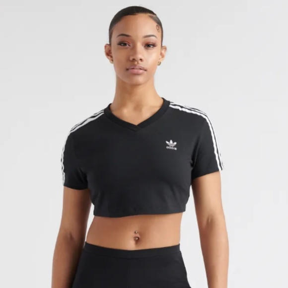 adidas Tops - ADIDAS CROPPED 3-STRIPES TEE